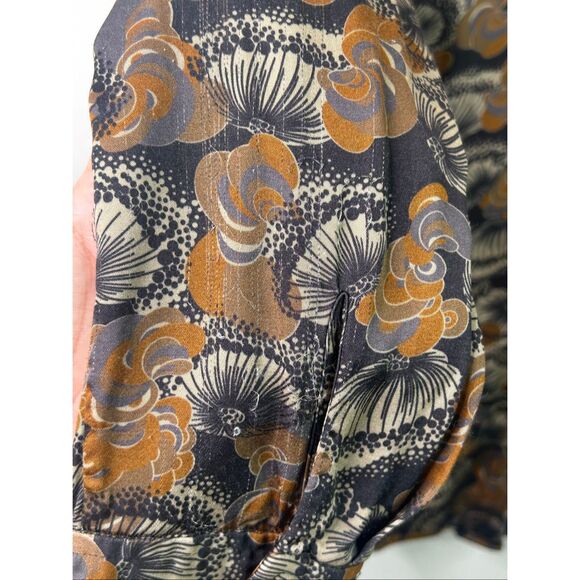 J. Peterman Womens Button Up Shirt M Brown Abstract Floral Old Money Long Sleeve - Picture 6 of 10